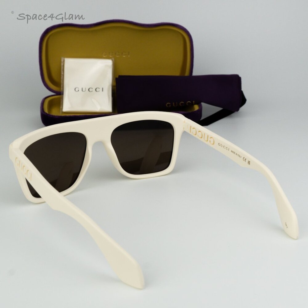 BRAND NEW Gucci GG1570S 003 Matte White Brown Unisex Pilot Sunglasses GG 1570S